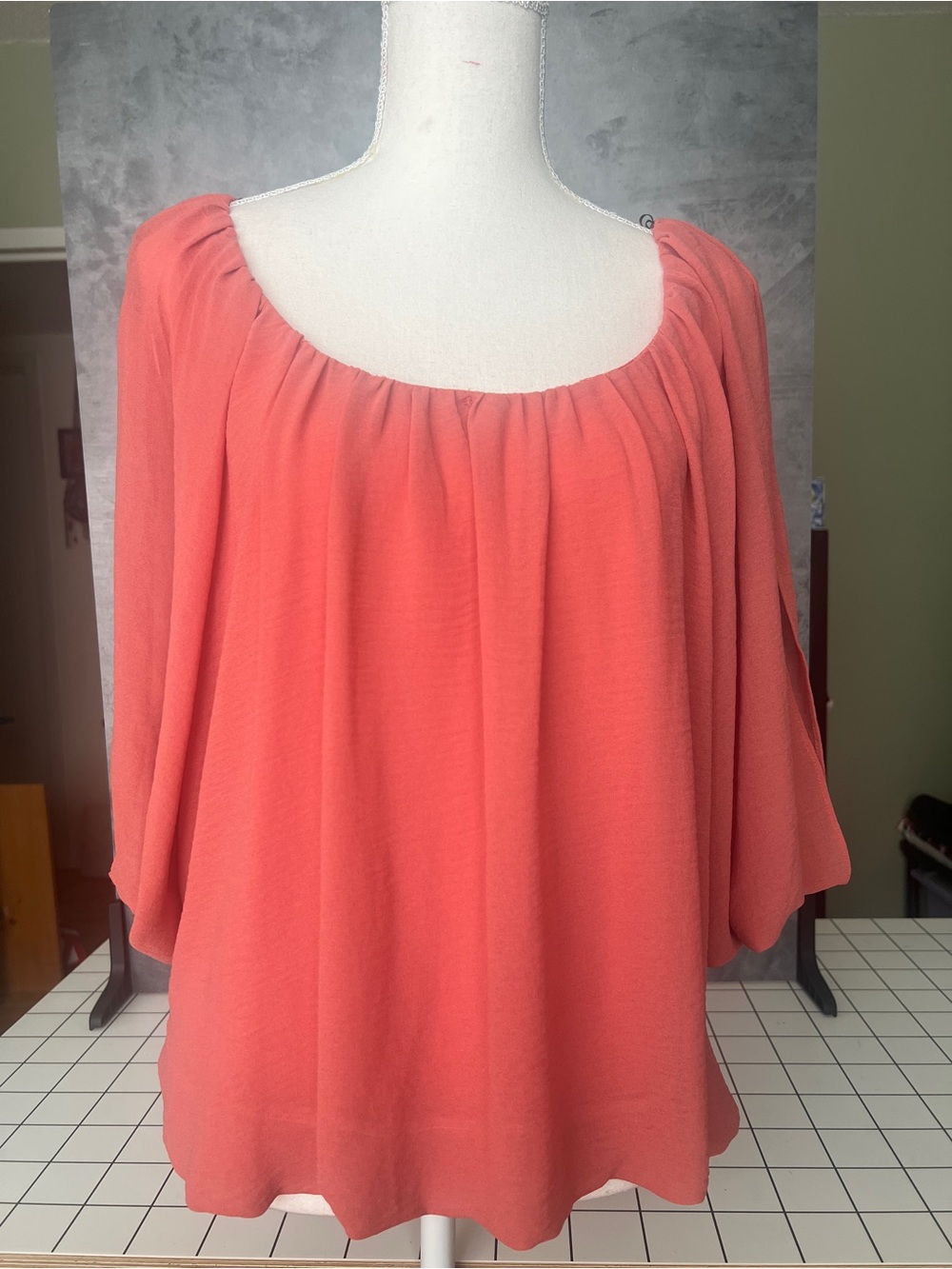 Coral Sleeveless Peasant Blouse NWOT Size S